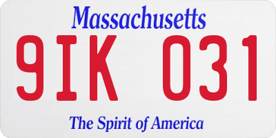 MA license plate 9IK031