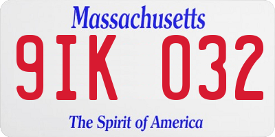 MA license plate 9IK032