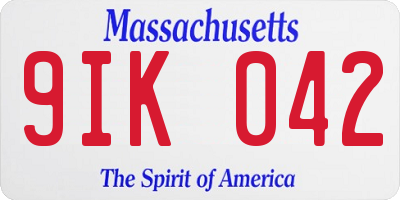 MA license plate 9IK042