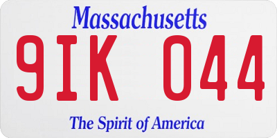 MA license plate 9IK044