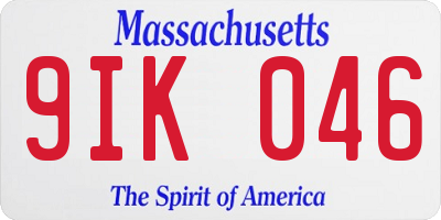 MA license plate 9IK046