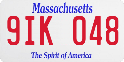 MA license plate 9IK048