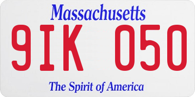 MA license plate 9IK050