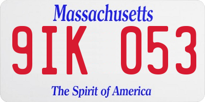 MA license plate 9IK053