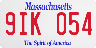 MA license plate 9IK054