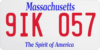 MA license plate 9IK057