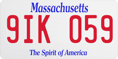 MA license plate 9IK059