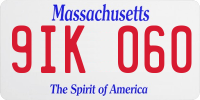 MA license plate 9IK060