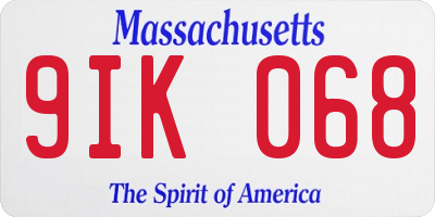 MA license plate 9IK068