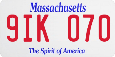MA license plate 9IK070