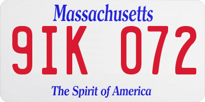 MA license plate 9IK072