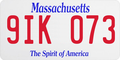 MA license plate 9IK073
