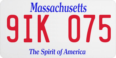 MA license plate 9IK075