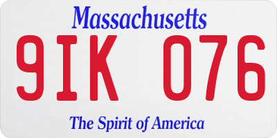 MA license plate 9IK076