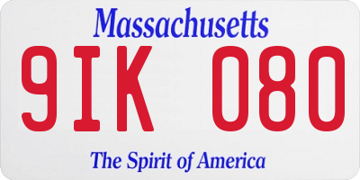 MA license plate 9IK080