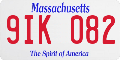 MA license plate 9IK082