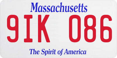 MA license plate 9IK086