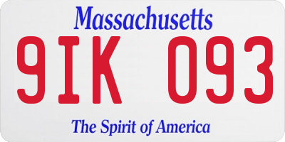 MA license plate 9IK093