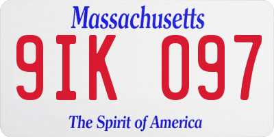 MA license plate 9IK097