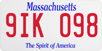 MA license plate 9IK098