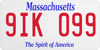 MA license plate 9IK099