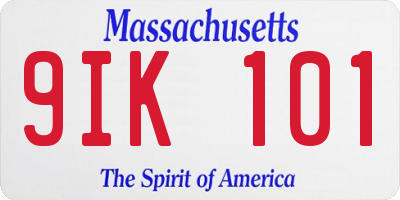 MA license plate 9IK101