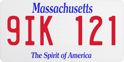 MA license plate 9IK121