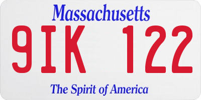 MA license plate 9IK122