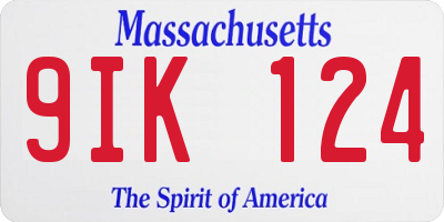 MA license plate 9IK124