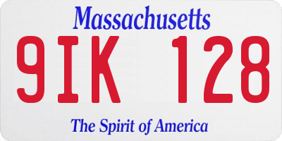 MA license plate 9IK128
