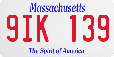 MA license plate 9IK139