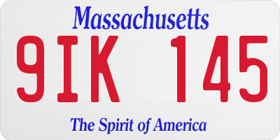 MA license plate 9IK145