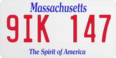 MA license plate 9IK147