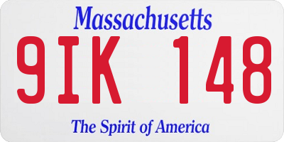 MA license plate 9IK148