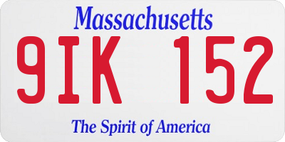 MA license plate 9IK152