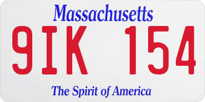 MA license plate 9IK154