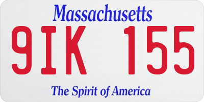 MA license plate 9IK155