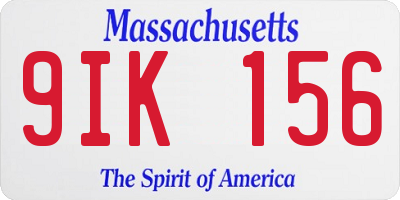 MA license plate 9IK156