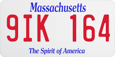 MA license plate 9IK164