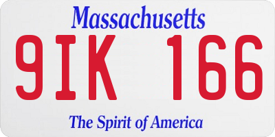 MA license plate 9IK166