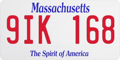 MA license plate 9IK168