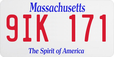 MA license plate 9IK171
