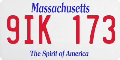 MA license plate 9IK173