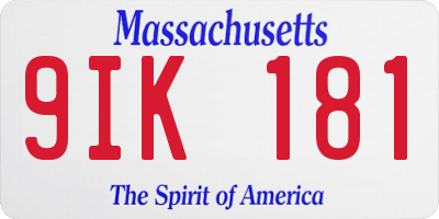 MA license plate 9IK181