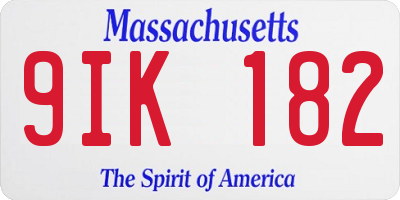 MA license plate 9IK182