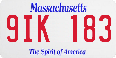 MA license plate 9IK183