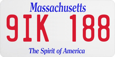 MA license plate 9IK188