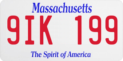 MA license plate 9IK199