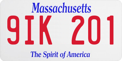 MA license plate 9IK201