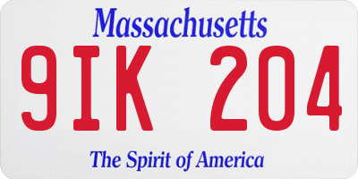 MA license plate 9IK204